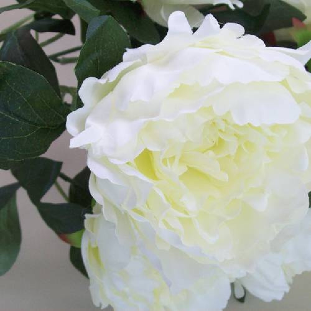 Bunch of Artificial Peony Flowers Cream 57cm Artificial Flowers